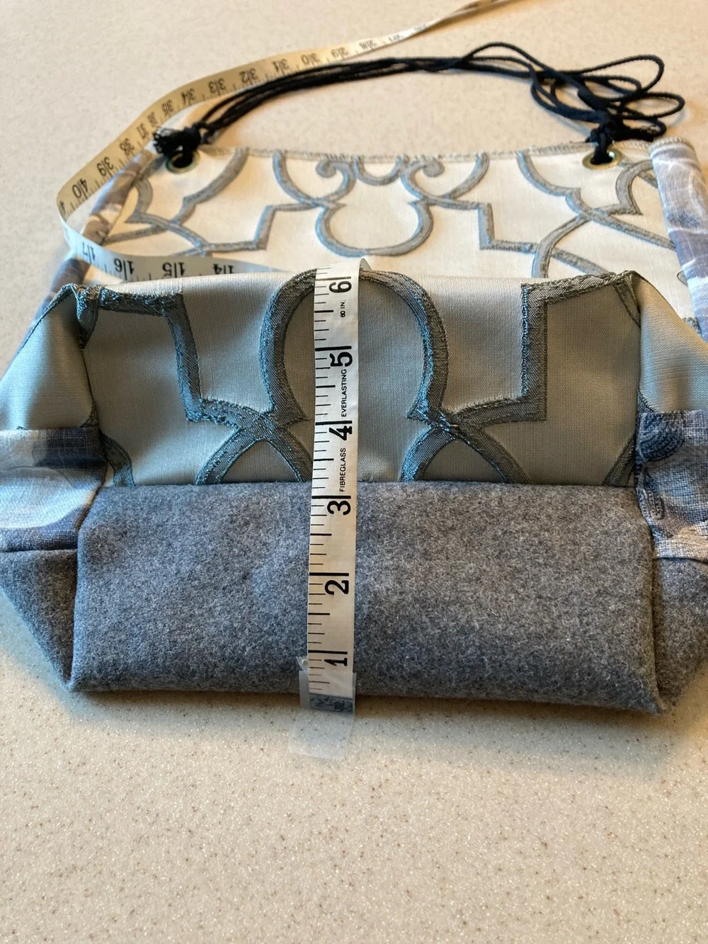 Hand Crafted Cream Silver Gray Embroidered Tote
